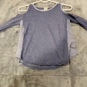 long sleeve off the shoulder grey top